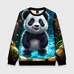 Свитшот детский Панда в колодце, цвет: 3D-черный