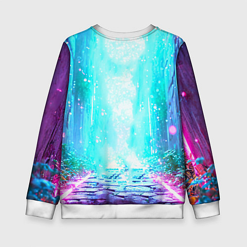 Детский свитшот Ослик в неоновых искрах / 3D-Белый – фото 2