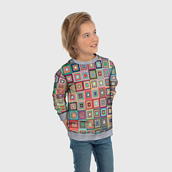 Свитшот детский Квадратная мозаика, цвет: 3D-меланж — фото 2