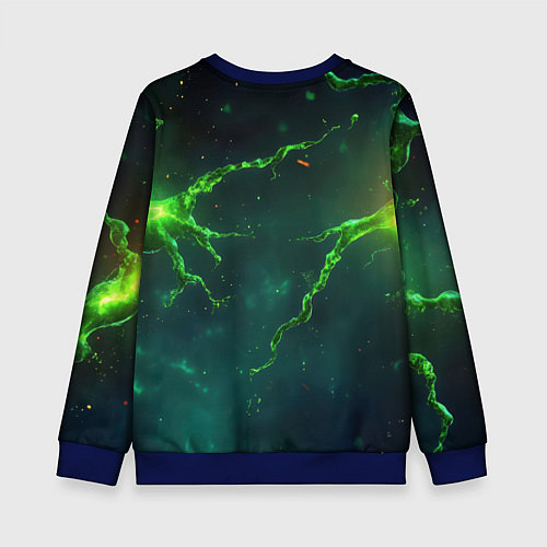 Детский свитшот Зеленые статичные брызги / 3D-Синий – фото 2