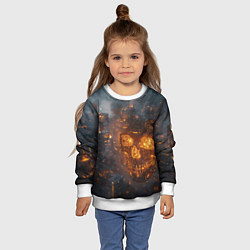 Свитшот детский Череп - огонь, цвет: 3D-белый — фото 2