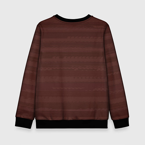 Детский свитшот Тёмный красно-коричневый полосатый / 3D-Черный – фото 2