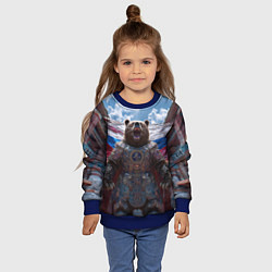 Свитшот детский Военный медведь в доспехах, цвет: 3D-синий — фото 2