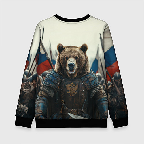 Детский свитшот Русский воин медведь / 3D-Черный – фото 2