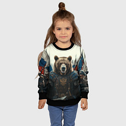 Свитшот детский Русский воин медведь, цвет: 3D-черный — фото 2