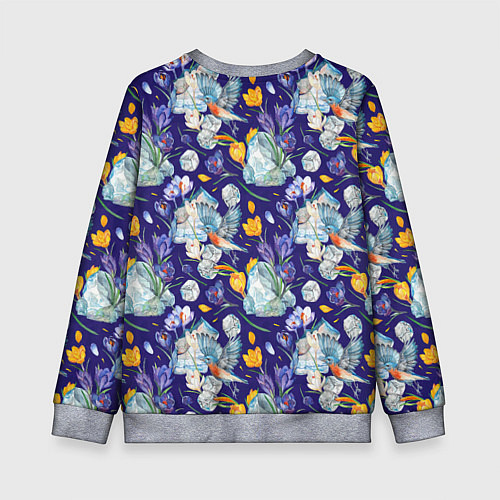 Детский свитшот Крокусы и зяблик во льдах / 3D-Меланж – фото 2