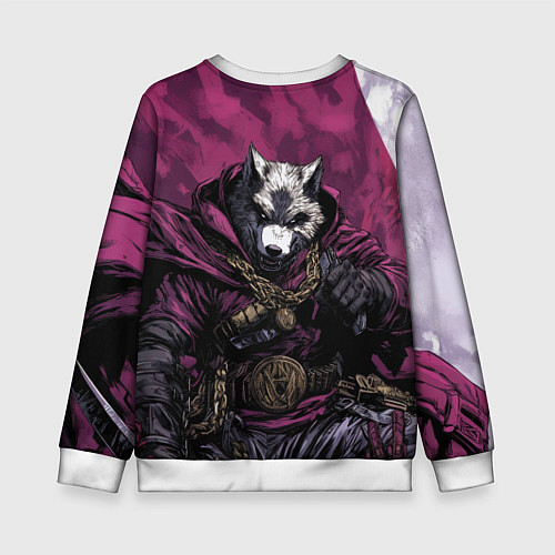 Детский свитшот Волк с золотым гербом РФ / 3D-Белый – фото 2