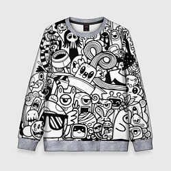 Детский свитшот Black and white doddle monsters