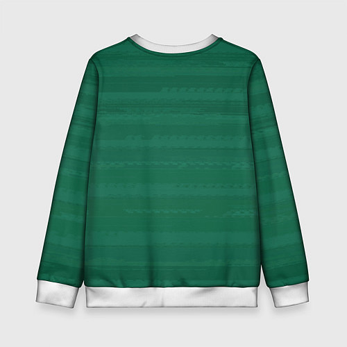 Детский свитшот Тёмный зелёный текстурные полосы / 3D-Белый – фото 2