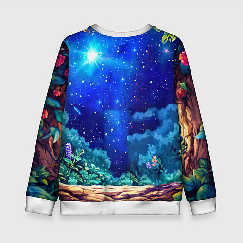 Детский свитшот Ягуар в звездную ночь / 3D-Белый – фото 2