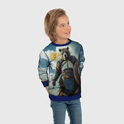 Свитшот детский Русский медведь с щитом, цвет: 3D-синий — фото 2