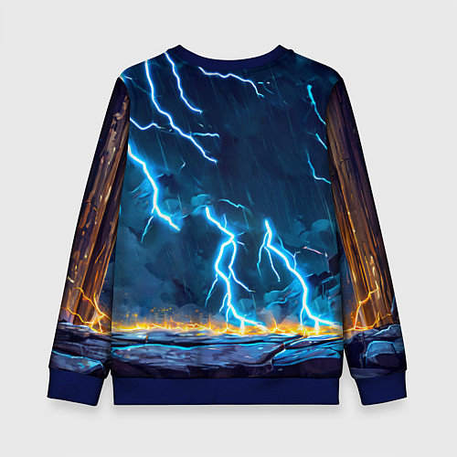 Детский свитшот Лошадка в разрядах молнии / 3D-Синий – фото 2