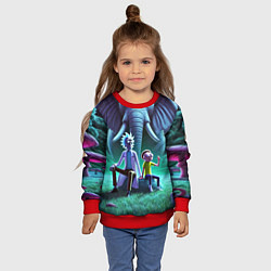 Свитшот детский Рик и Морти - портрет на фоне слона, цвет: 3D-красный — фото 2