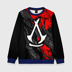 Свитшот детский Assassins creed: shadows - белый логотип, цвет: 3D-синий