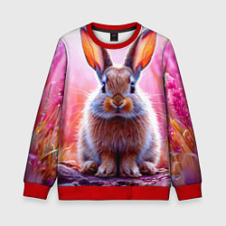 Свитшот детский Зайчик в розовом, цвет: 3D-красный