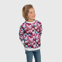 Свитшот детский Карамельные сердечки, цвет: 3D-белый — фото 2