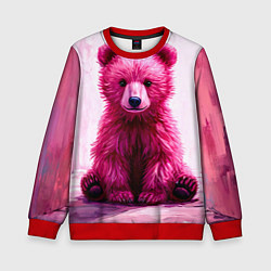 Свитшот детский Розовый медведь, цвет: 3D-красный