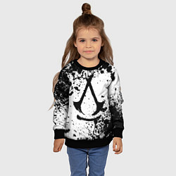 Свитшот детский Assassins creed shadows - черно-белые брызги, цвет: 3D-черный — фото 2