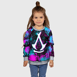 Свитшот детский Assassins creed shadows - neon color, цвет: 3D-меланж — фото 2