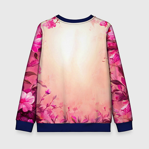 Детский свитшот Павлин на розовом / 3D-Синий – фото 2