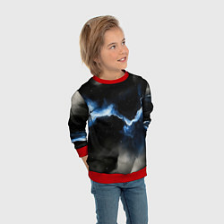 Свитшот детский Синий разлом на черной плите текстура, цвет: 3D-красный — фото 2