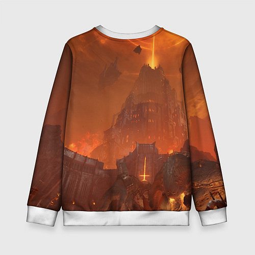 Детский свитшот Палач рока и башня Doom / 3D-Белый – фото 2