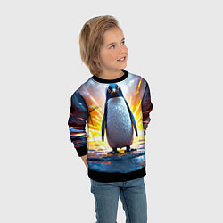 Свитшот детский Эпичный пингвин, цвет: 3D-черный — фото 2