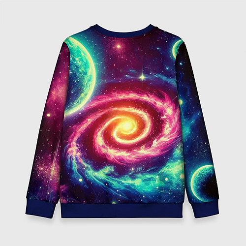 Детский свитшот Spiral galaxy - neon glow / 3D-Синий – фото 2
