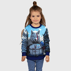 Свитшот детский Волк русский, цвет: 3D-синий — фото 2
