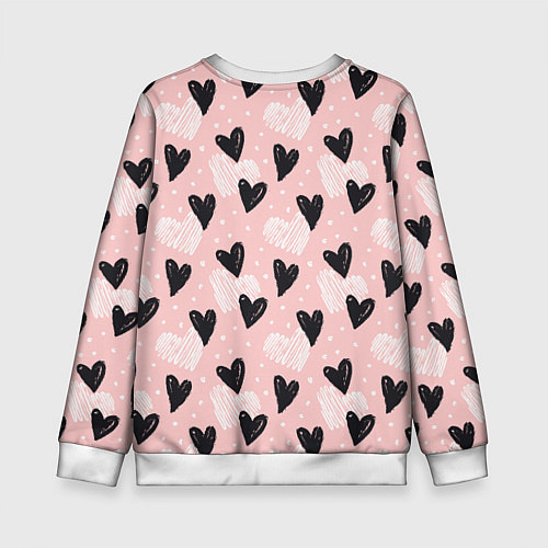 Детский свитшот Романтичный паттерн с сердечками на розовом фоне / 3D-Белый – фото 2