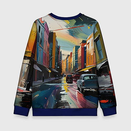 Детский свитшот Улица в стиле экспрессионизм / 3D-Синий – фото 2