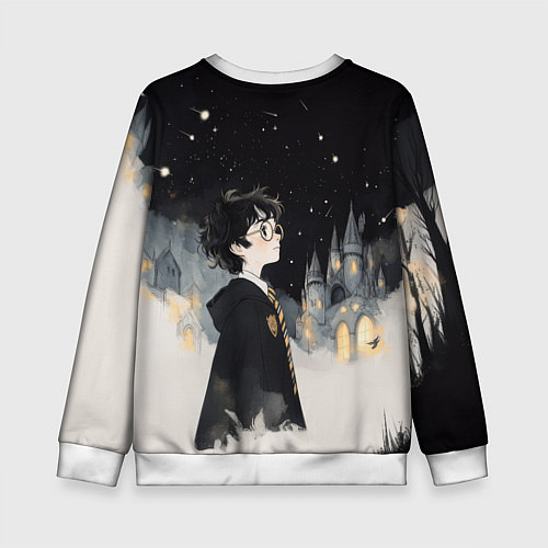 Детский свитшот Гарри Поттер в черной мантии / 3D-Белый – фото 2