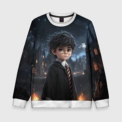 Свитшот детский Серьезный Гарри Поттер, цвет: 3D-белый