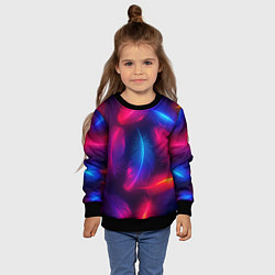 Свитшот детский Вспыхивающие перья - неоновое свечение, цвет: 3D-черный — фото 2