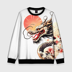 Свитшот детский Японский дракон и солнце, цвет: 3D-черный