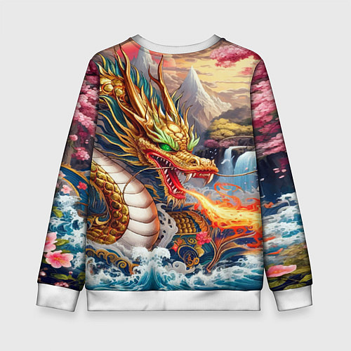 Детский свитшот Dragon tattoo - irezumi / 3D-Белый – фото 2