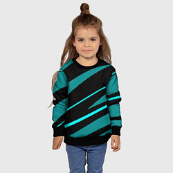 Свитшот детский Чёрный с голубым полосы текстура, цвет: 3D-черный — фото 2