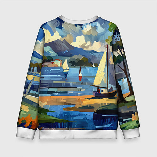 Детский свитшот Средиземноморский пейзаж / 3D-Белый – фото 2
