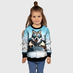 Свитшот детский Волк авиатор, цвет: 3D-черный — фото 2