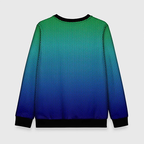 Детский свитшот Сине-зелёный градиент в чёрный горошек / 3D-Черный – фото 2