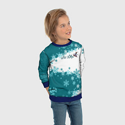 Свитшот детский Горы зовут сноуборд бирюза, цвет: 3D-синий — фото 2
