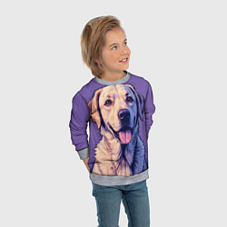 Свитшот детский Лабрадор на фиолетовом фоне, цвет: 3D-меланж — фото 2