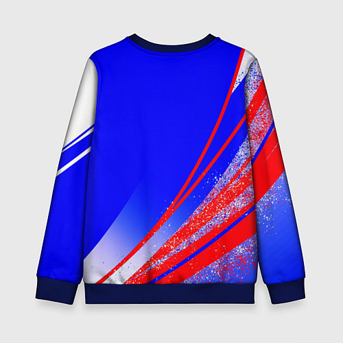 Детский свитшот Герб России на фоне цветов флага государства / 3D-Синий – фото 2