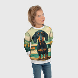 Свитшот детский Такса и лето, цвет: 3D-белый — фото 2