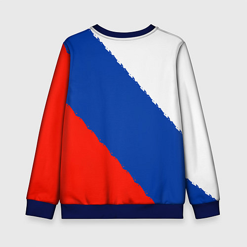 Детский свитшот Россия герб и триколор / 3D-Синий – фото 2