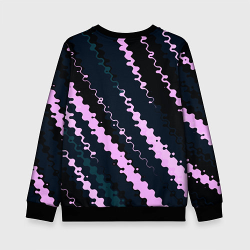Детский свитшот Тёмно-синий с розовым искажённые полосы / 3D-Черный – фото 2