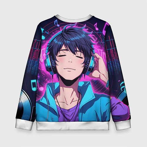 Детский свитшот Любитель музыки / 3D-Белый – фото 2