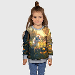 Свитшот детский Белая маленькая единорожка, цвет: 3D-меланж — фото 2