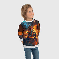 Свитшот детский Скелет байкер, цвет: 3D-белый — фото 2