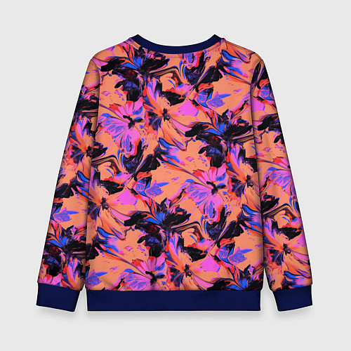 Детский свитшот Абстрактные цветы - текучая краска / 3D-Синий – фото 2
